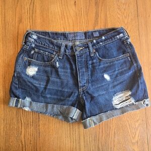 American Eagle The Boyfriend Short Distressed Size 2 / 26 Blue Denim